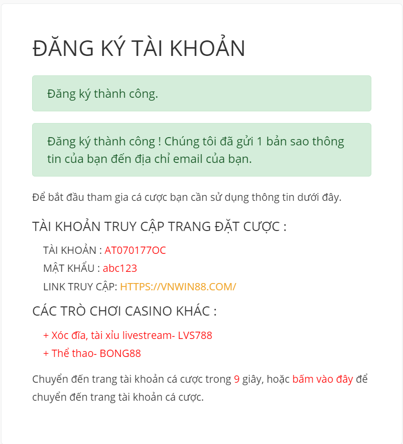 Bước 3: Nhận tài khoản